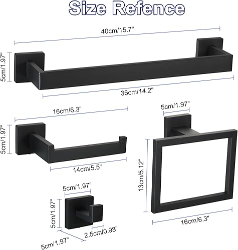 Miniatura 2 de uxcell Juego de 5 piezas de accesorios de baño, juego de barra de toalla de acero inoxidable de 15.7 pulgadas, soporte para papel higiénico, 2