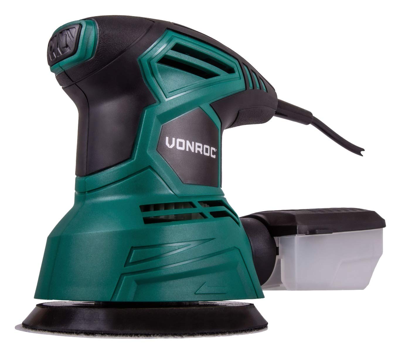 VONROC Levigatrice orbitale 300W - Ø125mm. Include scatola di raccolta polvere e set di carta abrasiva da 12 pezzi