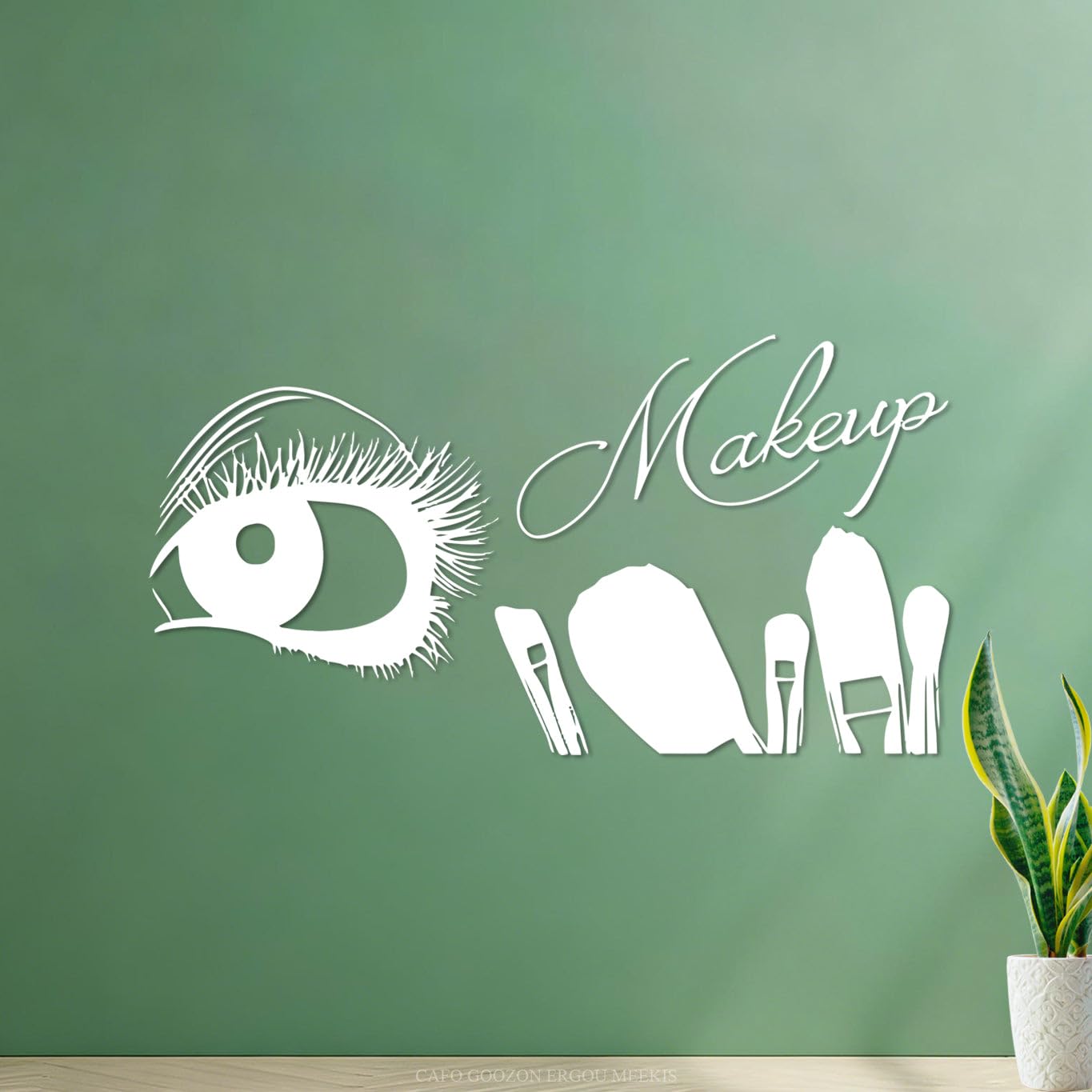 Vinyl Wall Stickers Makeup Beauty Salon Eyelashes Eyebrows Makeup Brush Tools Beauty Girl 54x103.1cm Store Decoration White