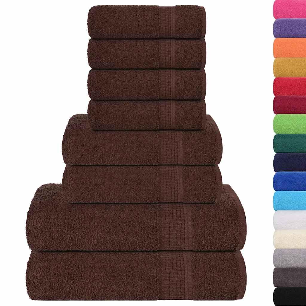 vidaXL Juego de Toallas FROGN 8 Piezas 100% algodón marrón 360 gsm, Toalla, Juego de Toallas de baño, Toalla de Mano, Toalla de baño, Toalla de Cara