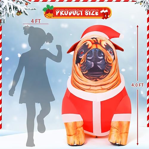 Miniatura 5 de COMIN Inflables de Navidad de 4 pies de alto para perro, decoración al aire libre, bulldog inflable con luces LED integradas, decoración de patio