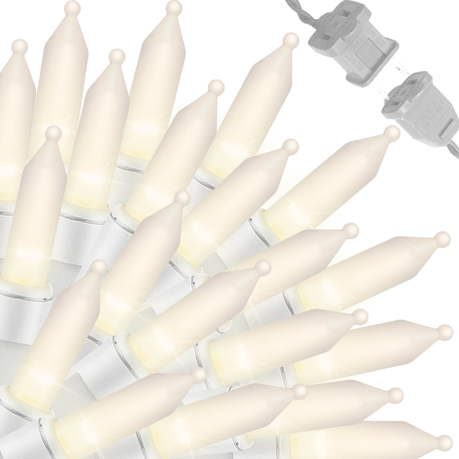 LAMPHOME 100 Count White Frost Christmas Lights,Mini Clear Lights 21ft White Wire Christmas Tree String Lights Set for Outdoor Indoor Christmas