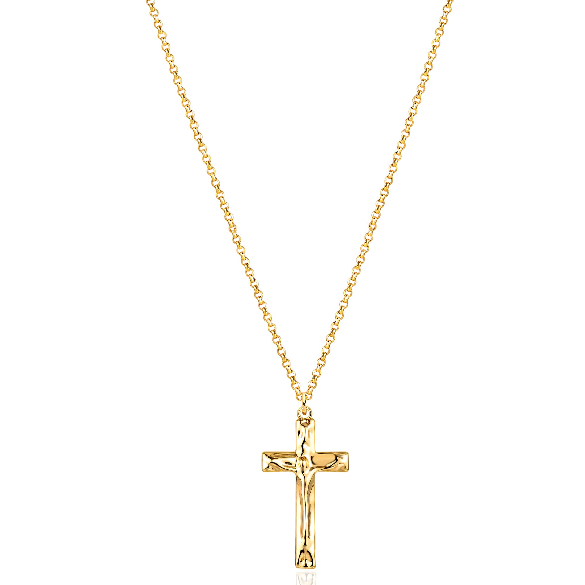 MTMY Gold Cross Necklace 14K Gold Plated Dainty Gold Cross Pendant Necklace for Women Delicate Necklace Jewelry