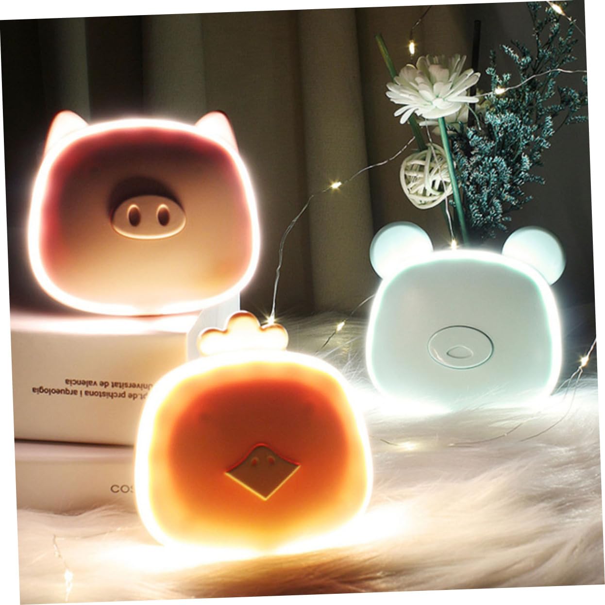 BESPORTBLE 4pezzi Scaldamani Ricaricabile Portatile Multi-funzione Con Specchio Cartoon Scaldino Per Inverno Per Ufficio Regali Per Anziani Design Forma Di Animale Usb Ricaricabile
