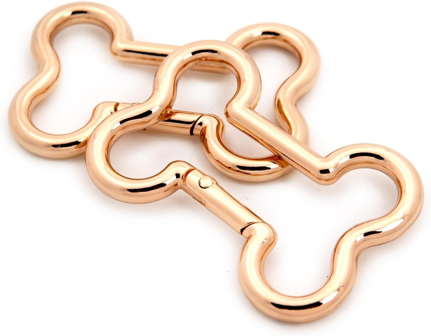 Open-Ended Bone-Shaped Oval Spring Ring, 10 PCS Buckle for DIY Key Chains, Bags, Purses (1",Brushed Brass)