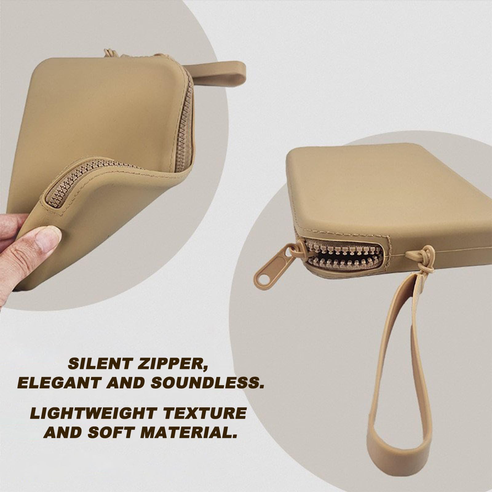 KASESSS Silicone Makeup Bag With Zipper - Waterproof Small Cosmetic and Toiletries Pouch for Travel Beauty Tools, Brushes and Skincare - Image 3