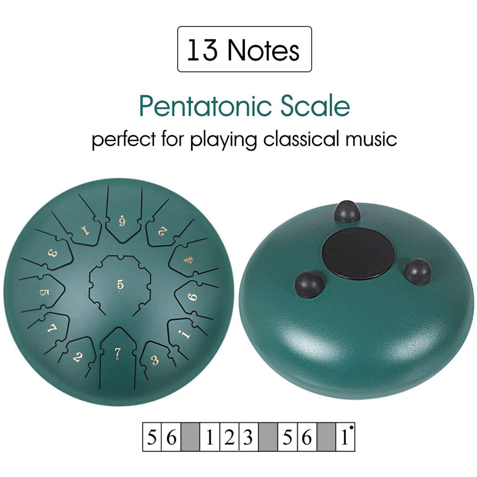 Tambor De Lengüetas De Acero C Chiave 12 Pulgadas Tongue Drum 13 Notas Percusión Tambor De La Lengua con Bastones Y Bolsa De Viaje Ideal para Yoga Meditación Alivia El Estrés