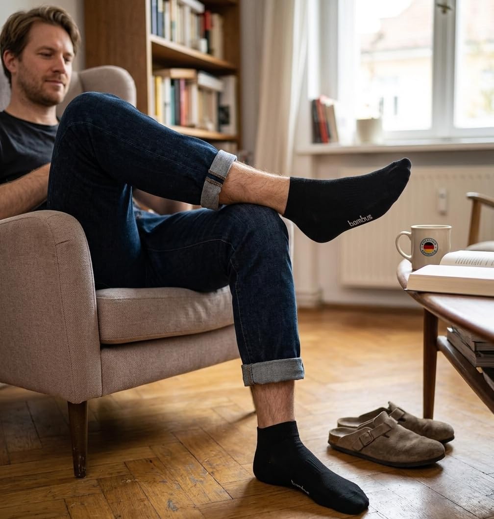 Jeasona 8 Pares Calcetines Bambu Hombre 39-42 Calcetines Tobilleros Hombre Negro para Diabeticos Antisudor Transpirables Finos sin Goma Meias Homem Verano