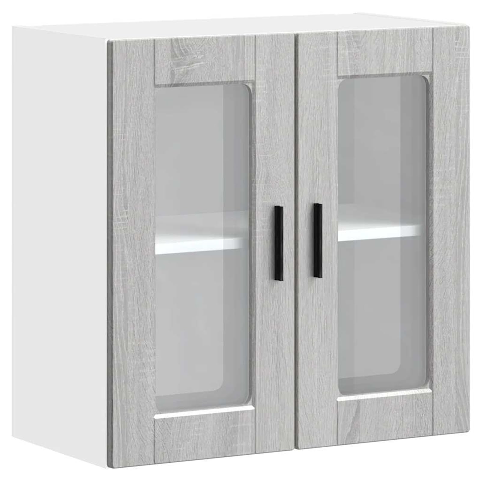 Anself Porto Küchenwandregal Grau Sonoma - Holzwerkstoff & Glas, 60x31x60 cm, 75 kg Tragfähigkeit 854153