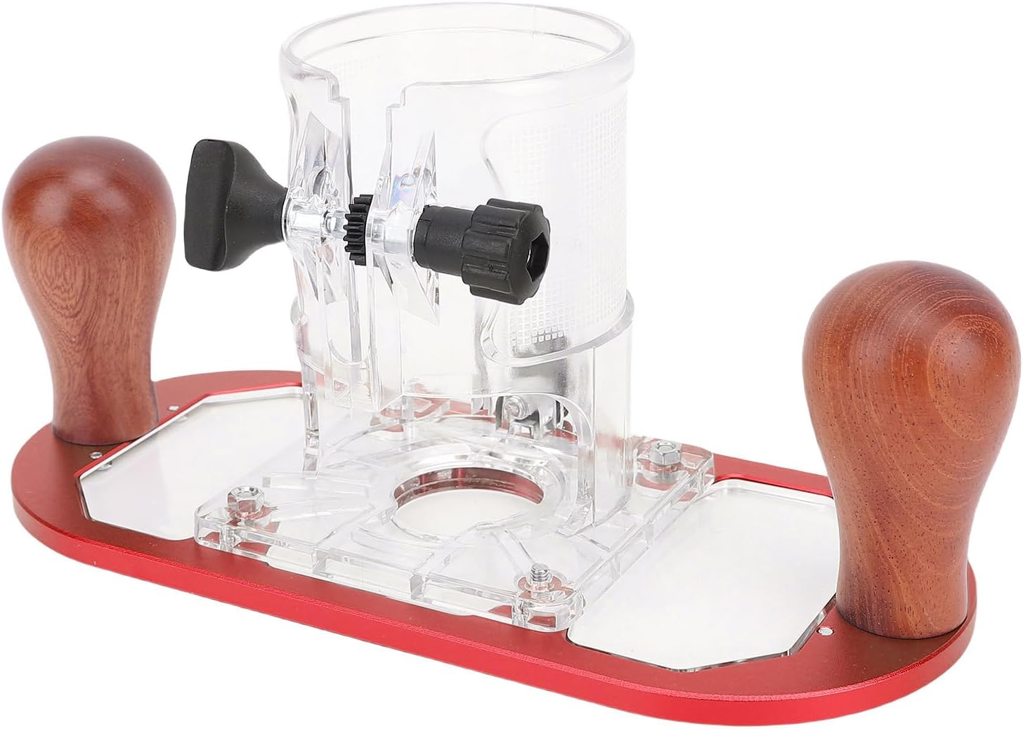 Aluminum Alloy Router Fixed Base with Adjustable Depth Wood Handles Transparent Design for Trimming Machine Woodworking Tasks