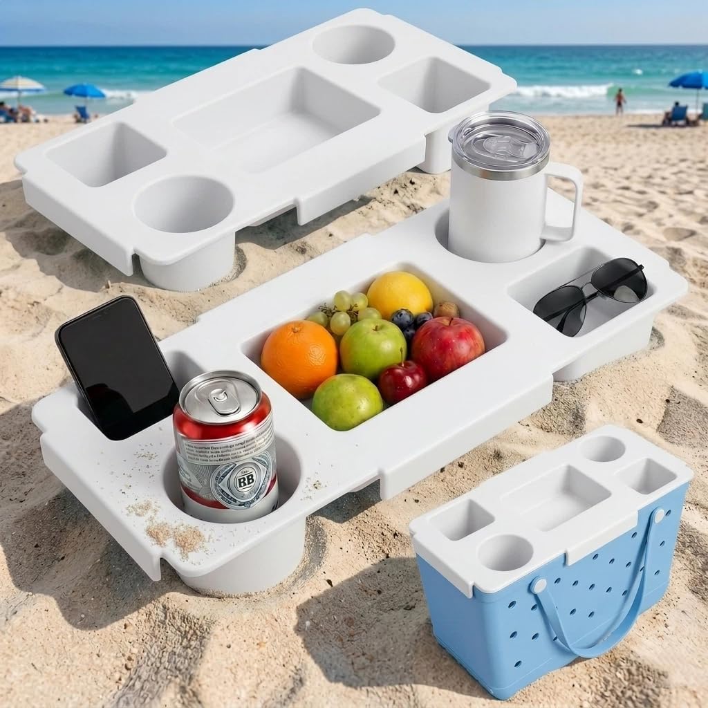Topper Tray for Bogg Bag X-Large - Durable EVA Top Storage Lid & Cup Holder - Large Removable Tote Insert Divider and Organizer for Snack, Drinks - Beach, Pool, Travel Essentials (White)