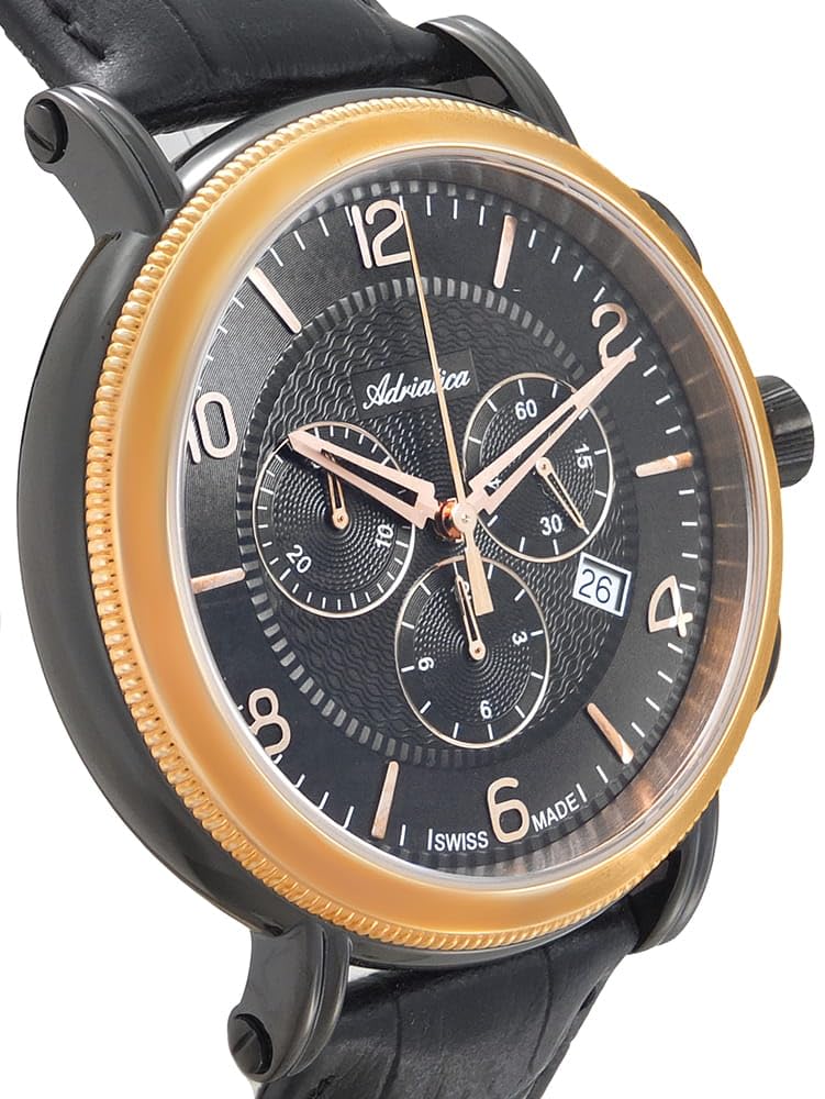 Adriatica Męski Zegarek A8294.K254CH z Paskiem Skórzanym, Mechanizm Kwarcowy, Chronograf, Wodoszczelność 50M