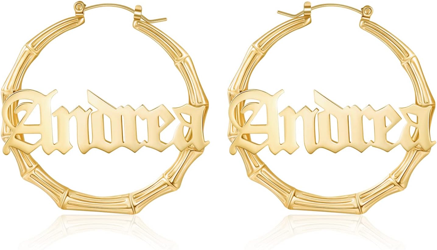 925 Sterling Silver Custom Name Earrings Personalized Script Initials Hoop Earrings Jewelry for Women Personalize with Any Name