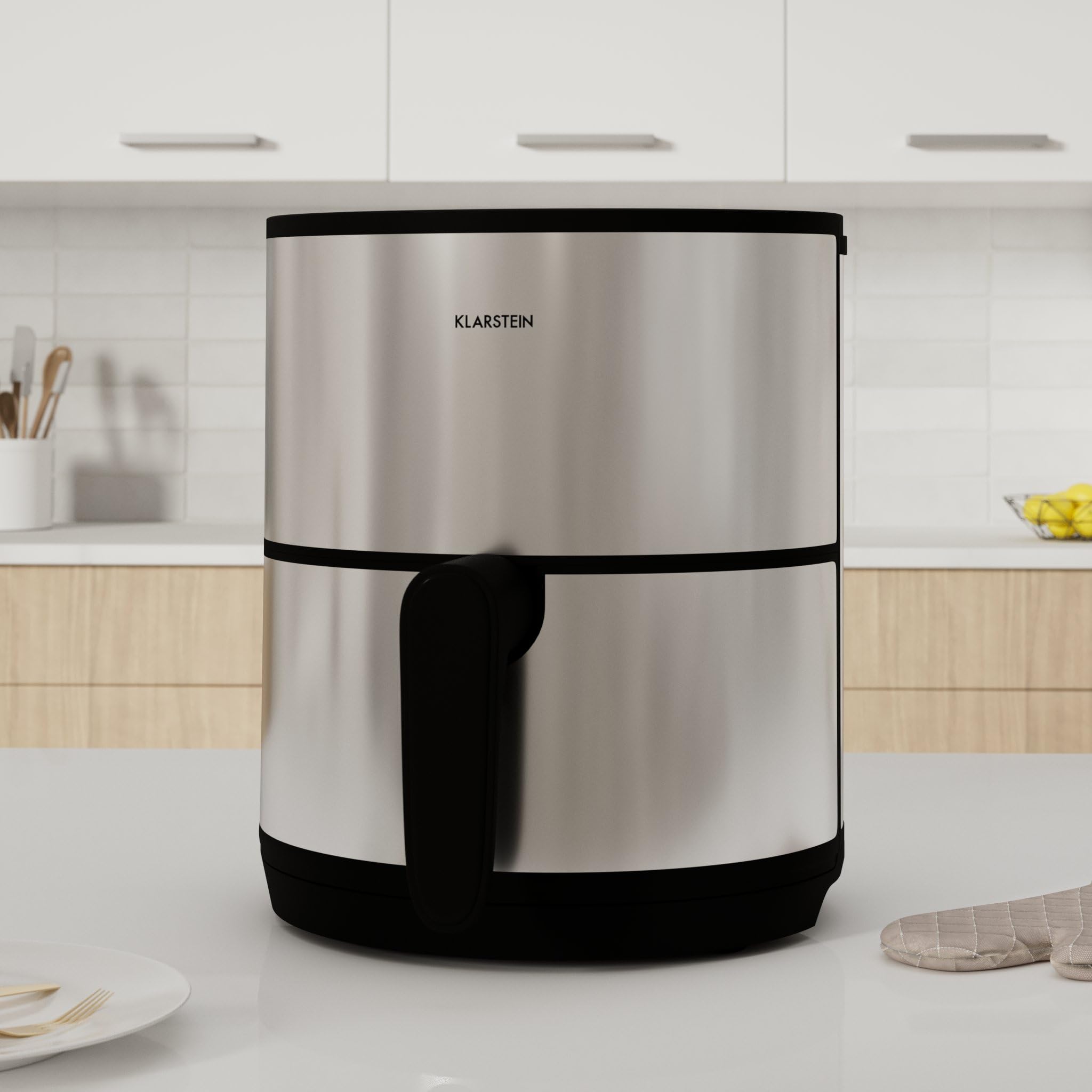 Klarstein Freidora de Aire Caliente, de 1500W de Calentamiento Rápido para Cocinas, Freidora Sin Aceite Digital de 4.3L, Pantalla Táctil, Temporizador, Temperatura Ajustable, Air Fryer 8 Programas