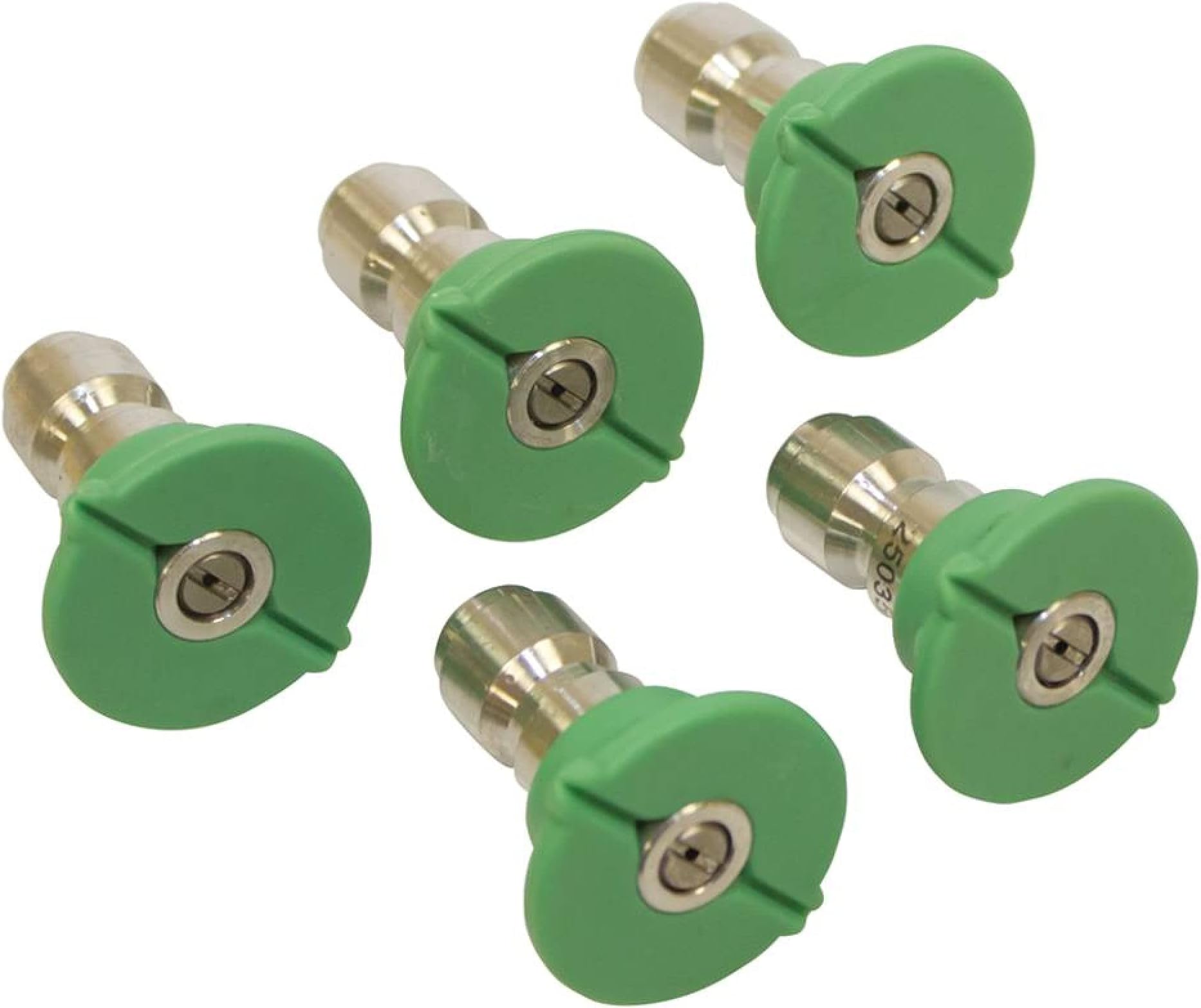 Stens 758-968 Pressure Washer Nozzle 5 Pack Green Color, 5.500 Nozzle Size, 25° Spray Angle, 1/4" Tip Size, Stainless Steel