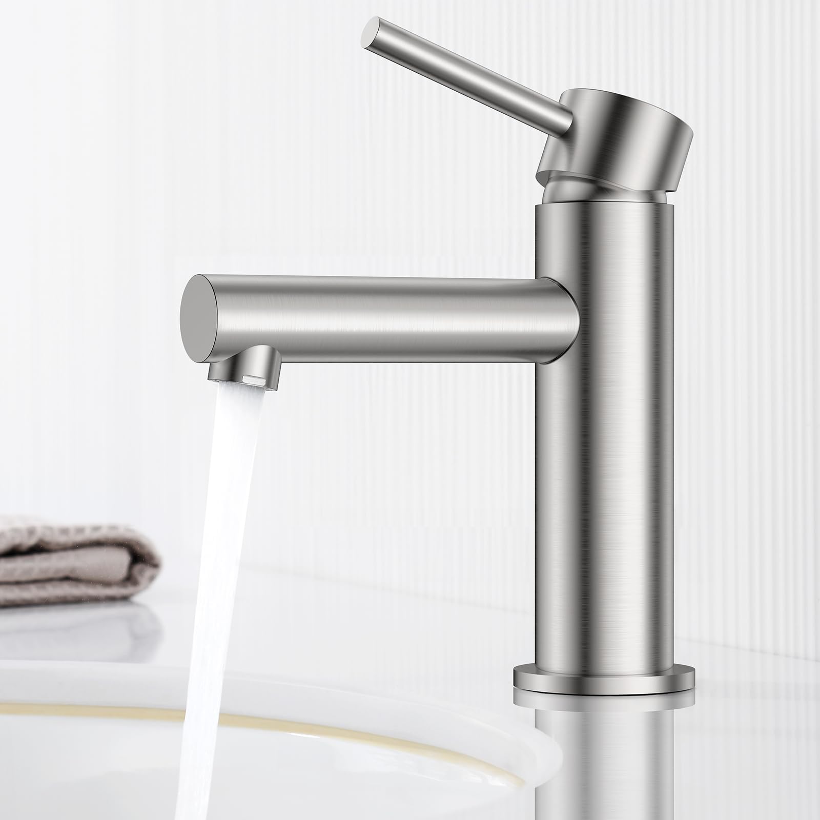 CECIPA Grifo de Lavabo Moderno Griferia Baño Caliente y Fría Grifo Lavabo Baño Acero Inoxidable Griferia Lavabo con Altura Salida de Agua 90mm