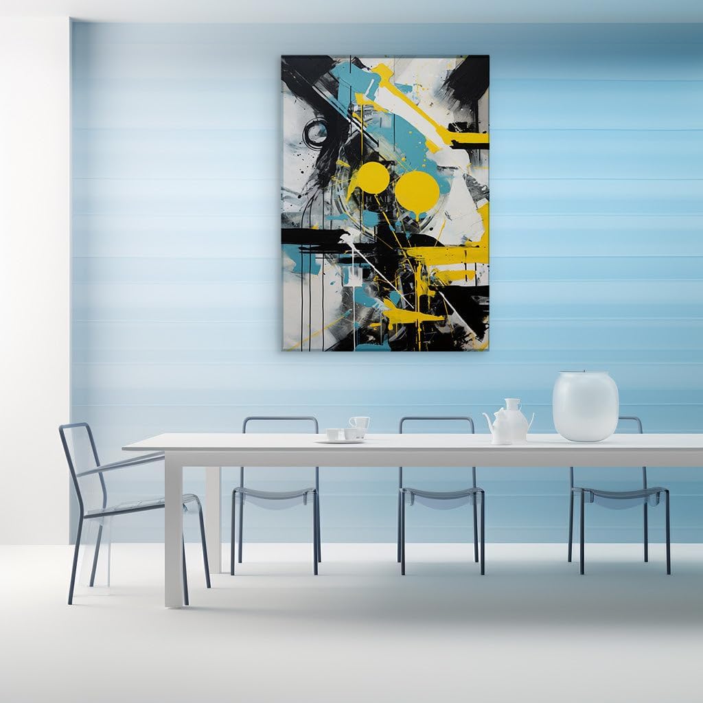 Art Wall: Dynamic Lines, Bold Colors, and Geometric Shapes in a Captivating Abstract Composition. Interior Art, Canvas Art Wall, Arts Wall Decoration Size: 69x46 cm (27x18 inch)