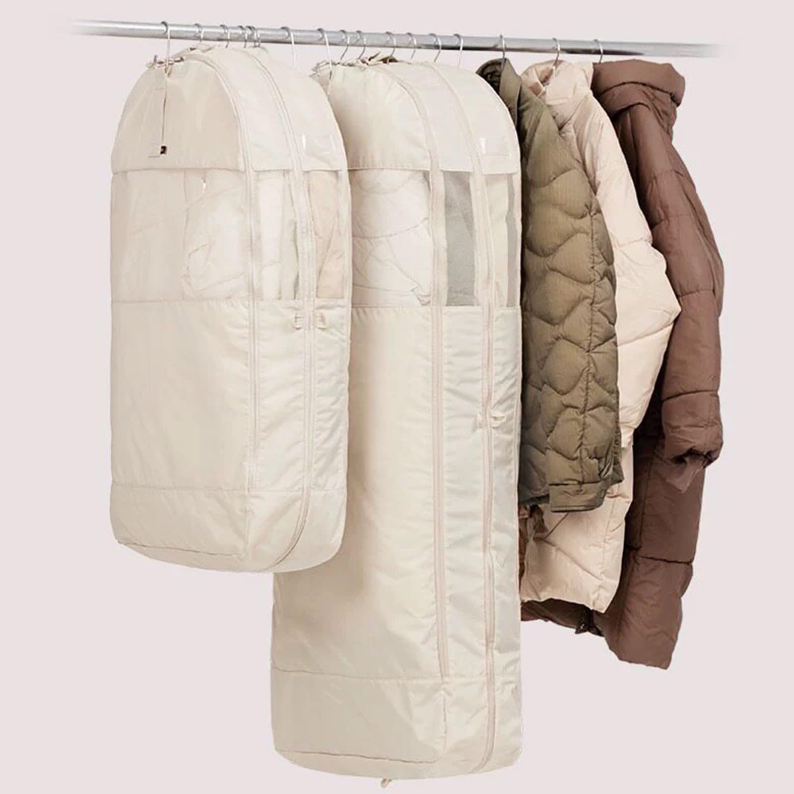 Nailon Fundas Ropa Armario Colgar Bolsas para Guardar Ropa | Malla Transpirable Cremallera Bolsillo Transparente Etiquetas para Abrigos Camisas(Gray)