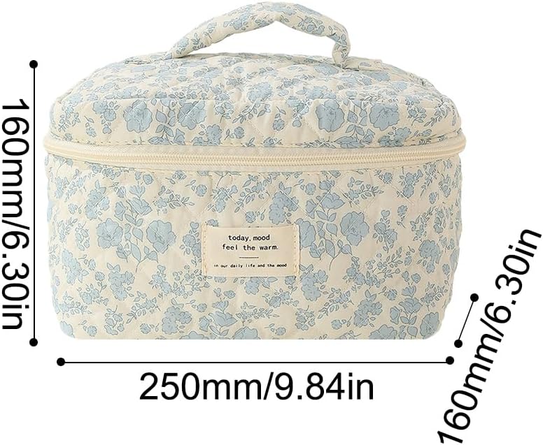 Large Capacity Travel Cosmetic Bag Cotton Quilted Makeup Bag Cute