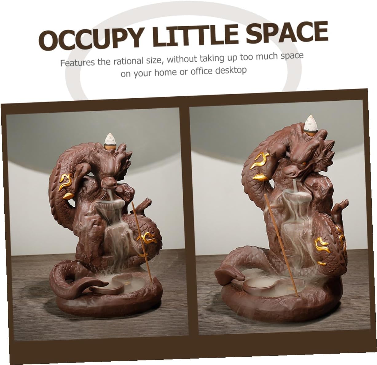 GARVALON Dragon Backflow Incense Holder Purple Sand Censer Creative Dragon Statue Decor for Home and Office Aromatherapy with Incense Stick and Cone Holder