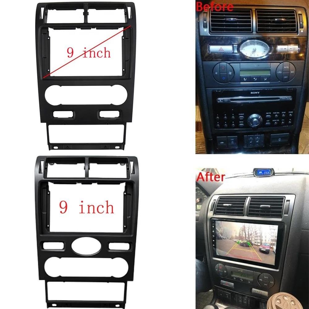 Genérico Marco de Radio de Coche Fascia Radio Android 2 DIN 9 Pulgadas para Mondeo 3th 2004-2007 Kit Especial Marco Panel Reacondicionamiento Panel DVD Panel Salpicadero