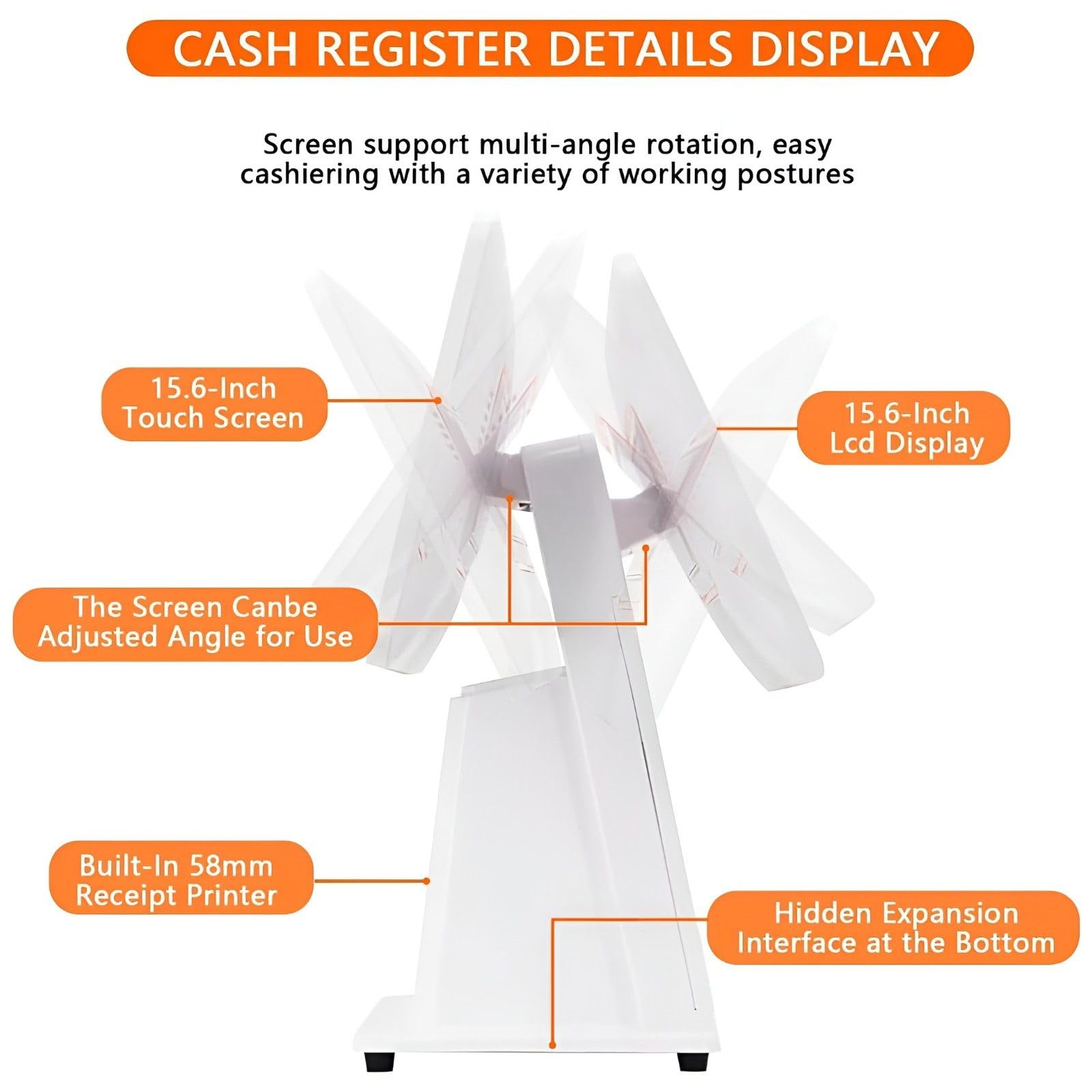 Caja Registradora Tpv Todo En Uno con Pantalla Táctil, para Comercios Y Restaurantes | Caja Registradora Inteligente Todo En Uno con Impresora Tpv E Inalámbrica, Windows Tpv Black-Addcashbox