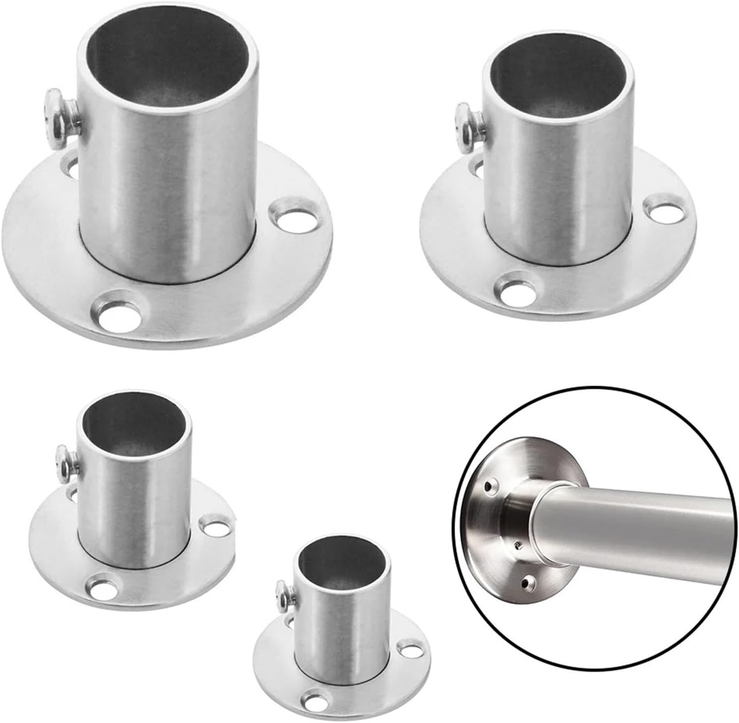 Closet Rod Brackets 10Pcs Stainless Steel Wardrobe Rail with Tube Support Closet Bar Stand Rod Socket End for Closet Bathroom(32mm)