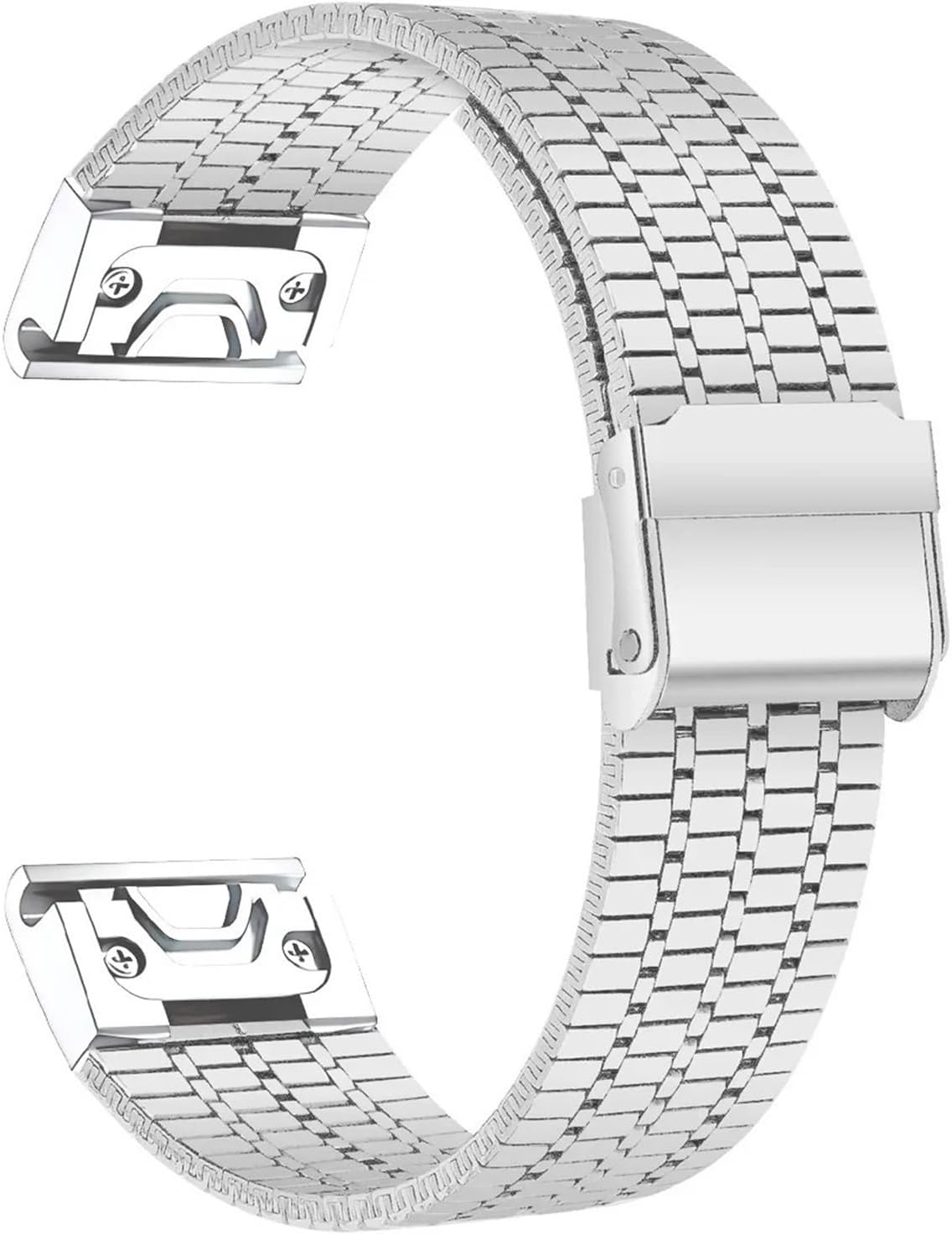 Quick Fit Stainless Steel Strap for Garmin Watch Fenix 6 7 Pro 5 Plus 5s 6s 7s No Gaps 26mm 22mm 3HR 945 Curved End Metal Band Watch Strap
