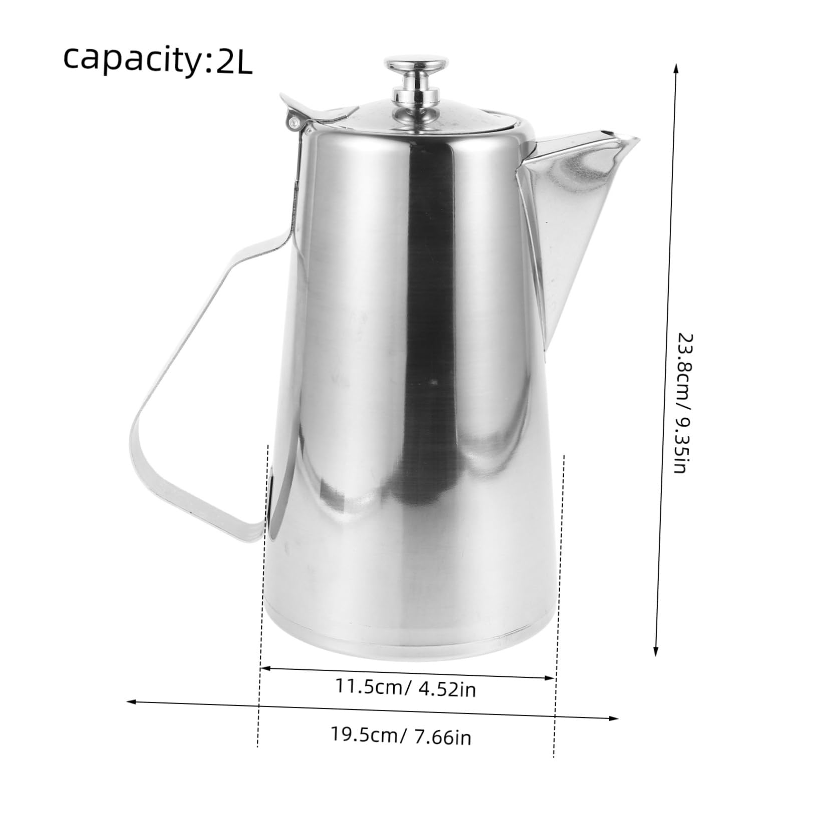 Edelstahl Wasserkrug 2l mit Flachem Deckel für Kalte Getränke