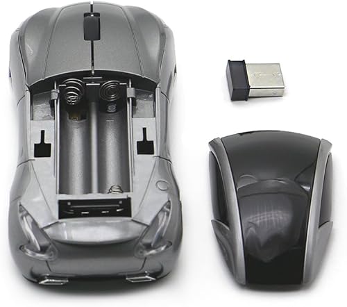 Miniatura 9 de Ai5G Ratón de coche de carreras inalámbrico Ratón en forma de coche deportivo 2.4GHz Luz LED Decoración de superficie brillante Escritorio Portátil