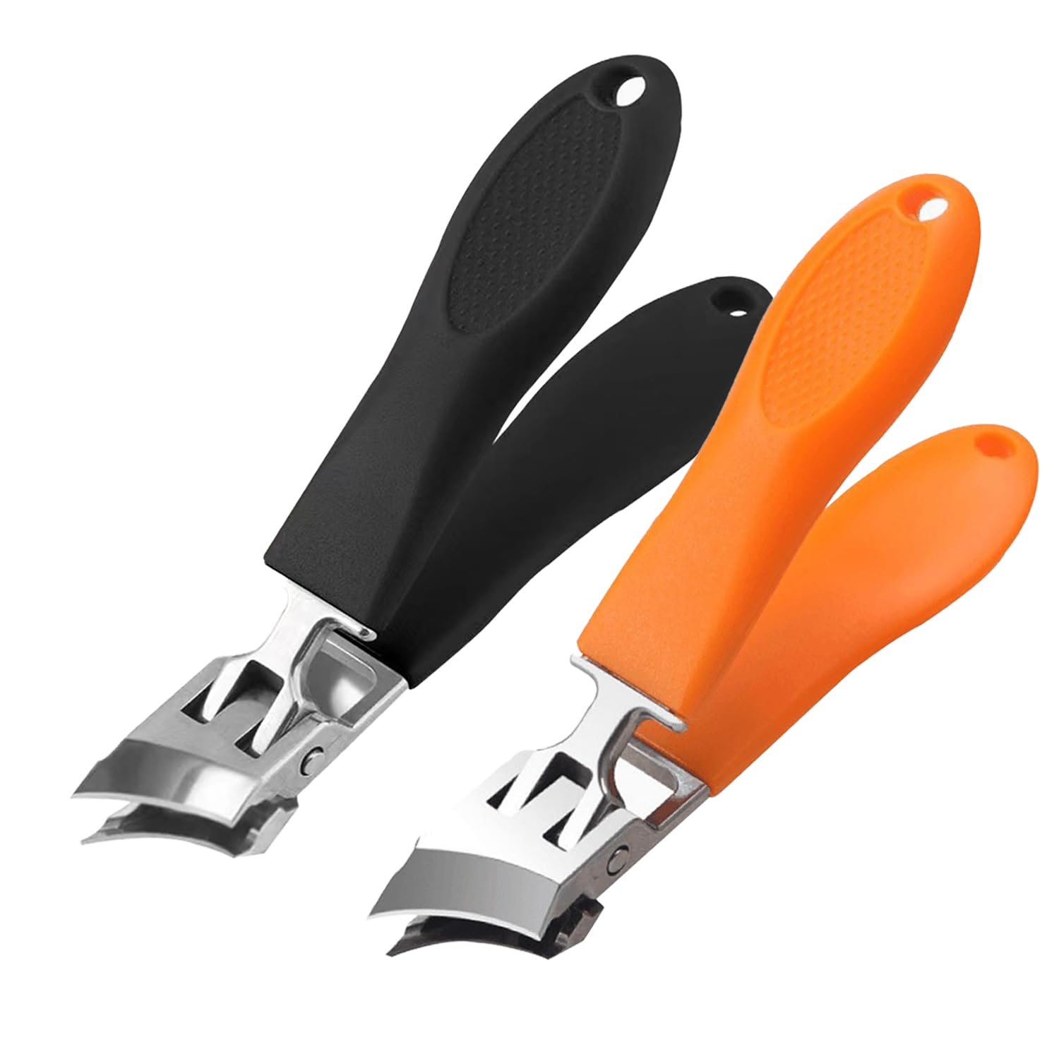 2PCS Wide Jaw Opening Anti-Splash Slanted Nail Clipper, Nail Clippers for Ingrown Nails Thick Toenails, Long Handle No Splash Nail Trimmer, Toenail