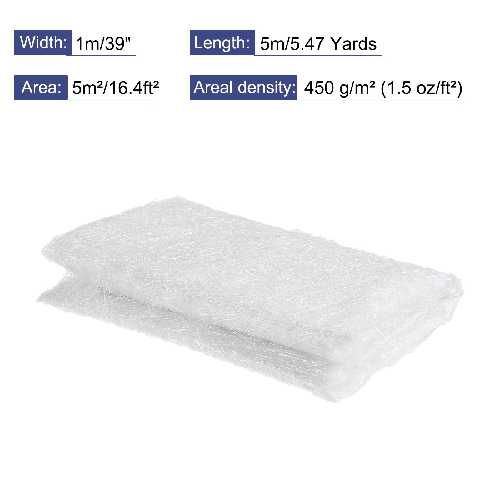 QUARKZMAN Szkło Fiber Mata 1.5 uncji Cięcia Włókna Szklane Nici Mata 1x5m (39'' Szer. x 5.47 Yard) do Samochodów Łodzi Łodzi Próżniowe Odlewanie Formowanie Remont