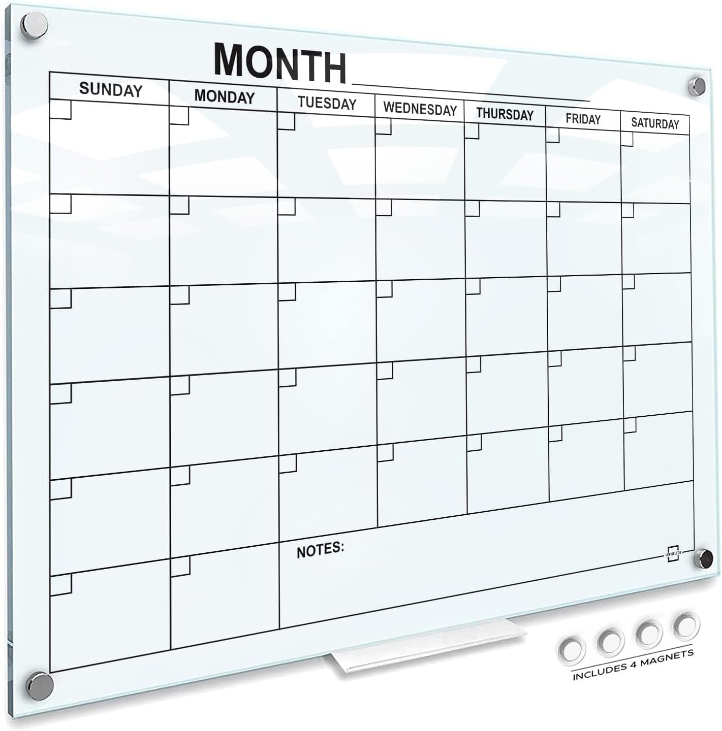ClearView Wall Calendar – Frameless Glass Dry Erase Planner