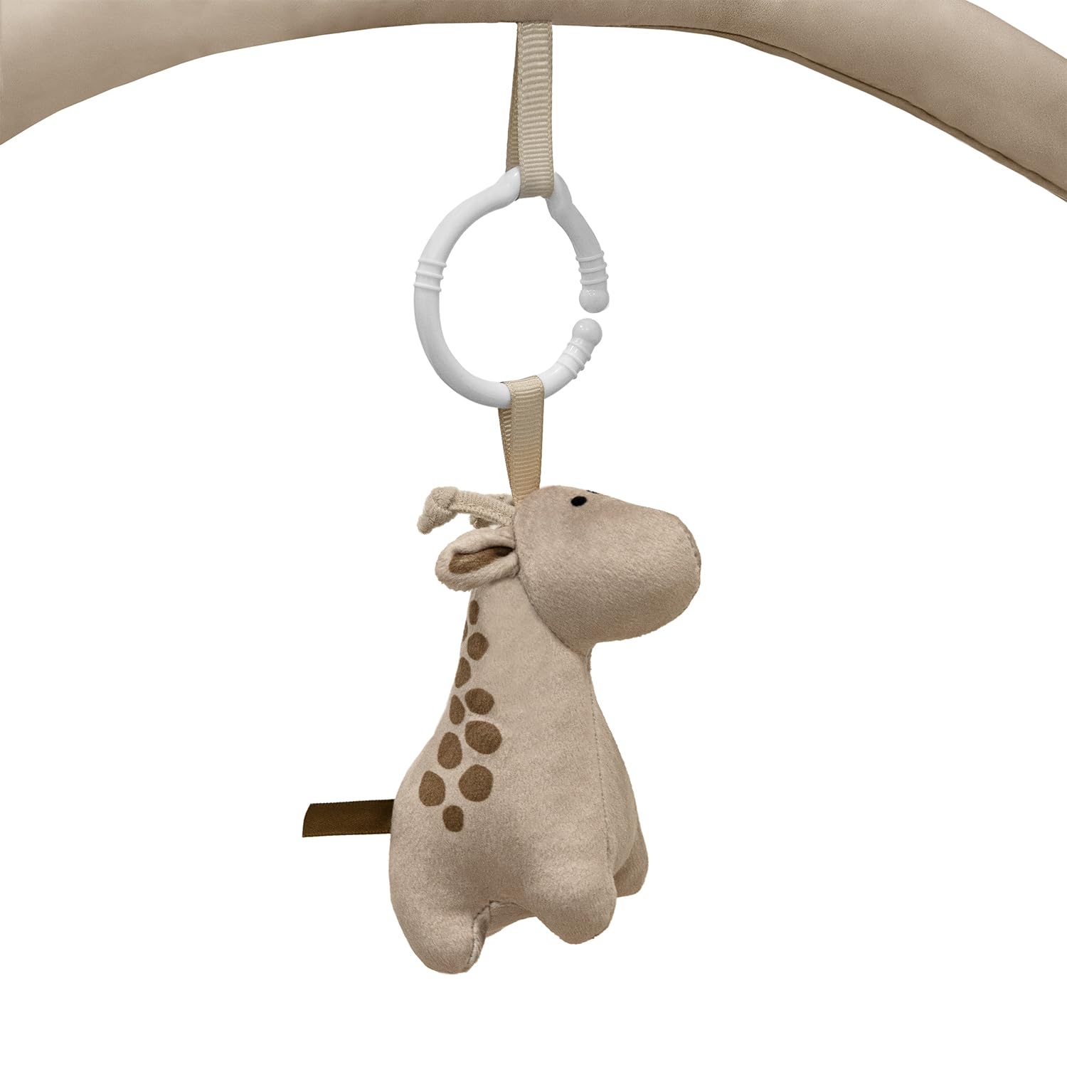 MoMi LUANI Arco de juego con alfombra para gatear, Ø 72 cm (interior), borde alto de 10 cm, 6 juguetes lavables: espejo, juguete con chirrido, jirafa de peluche con sonajero, dos mordedores