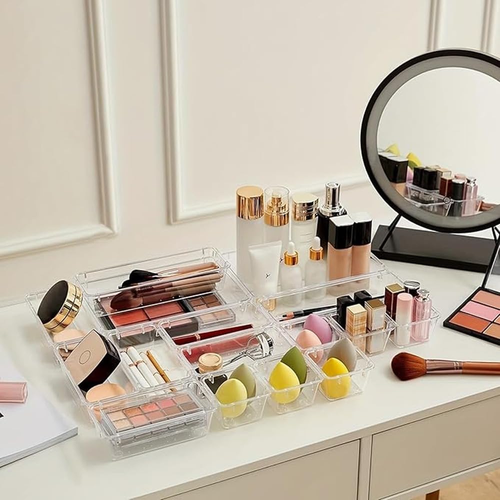 Wowbox 25 teiliges Schubladen Organizer Set, transparenter Make up