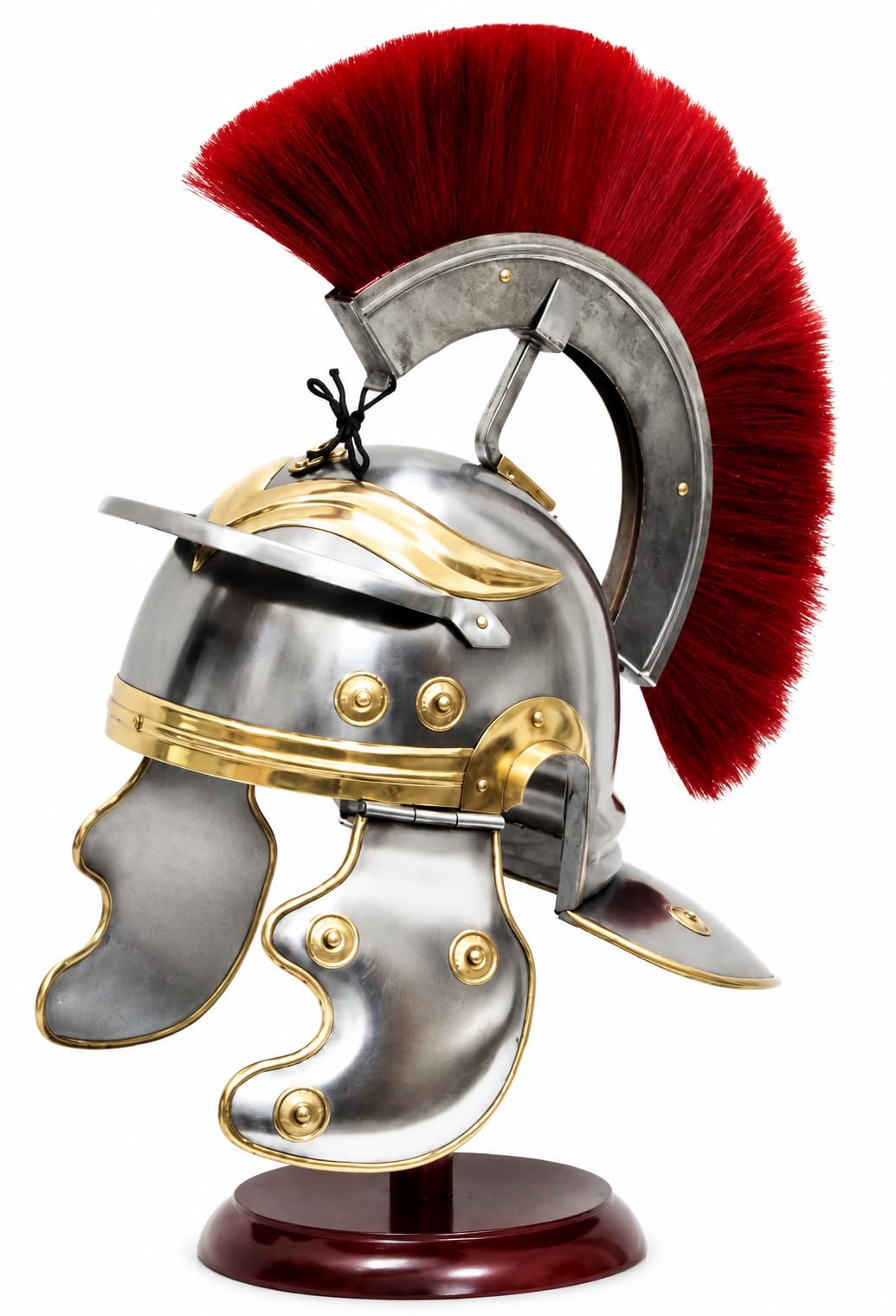 Centurione Romano Casco Guerriero Costumi di Halloween Armatura Metallo Rosso Plume Con Fodera Interna