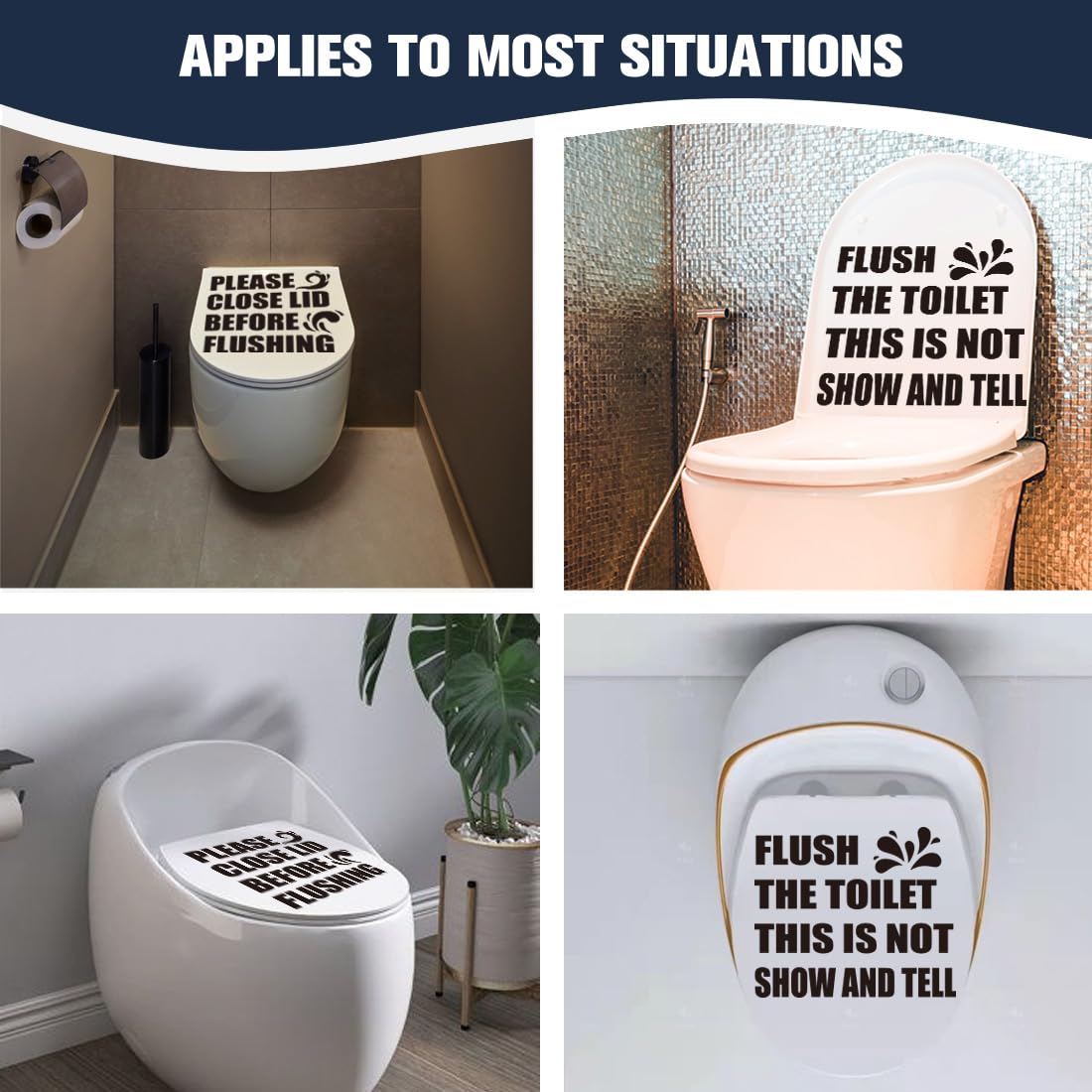 3-Piece Funny Toilet Sticker Set – Wow Nice Rooster & Reminder Decals, Removable, Waterproof, Bathroom Decor