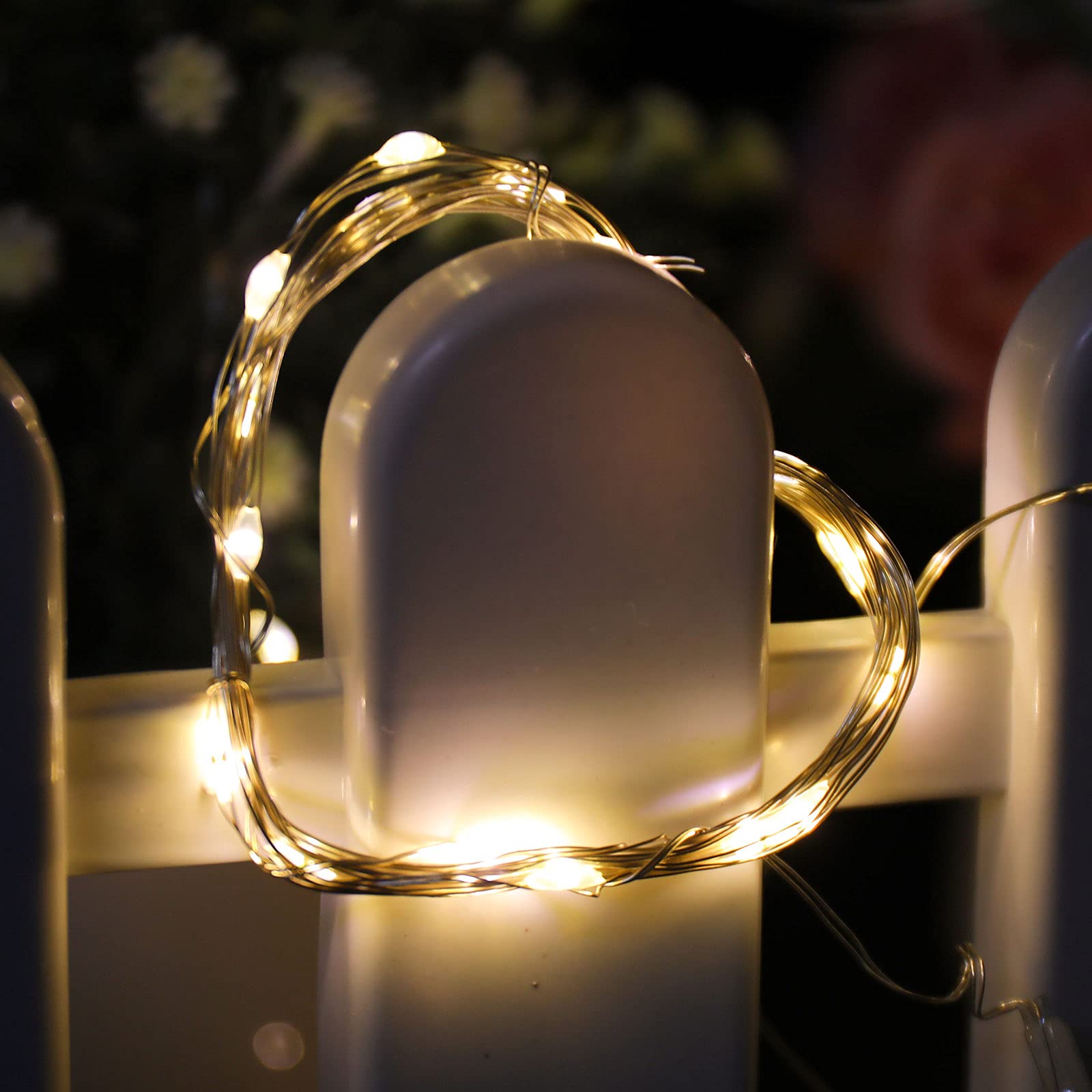 Fairy Lights funciona con pilas, Mandiq cadena de luces de 10 pies 30 LED, impermeable alambre plateado mini luces para dormitorio, fiesta, festival, decoración de Navidad, paquete de 4 unidades