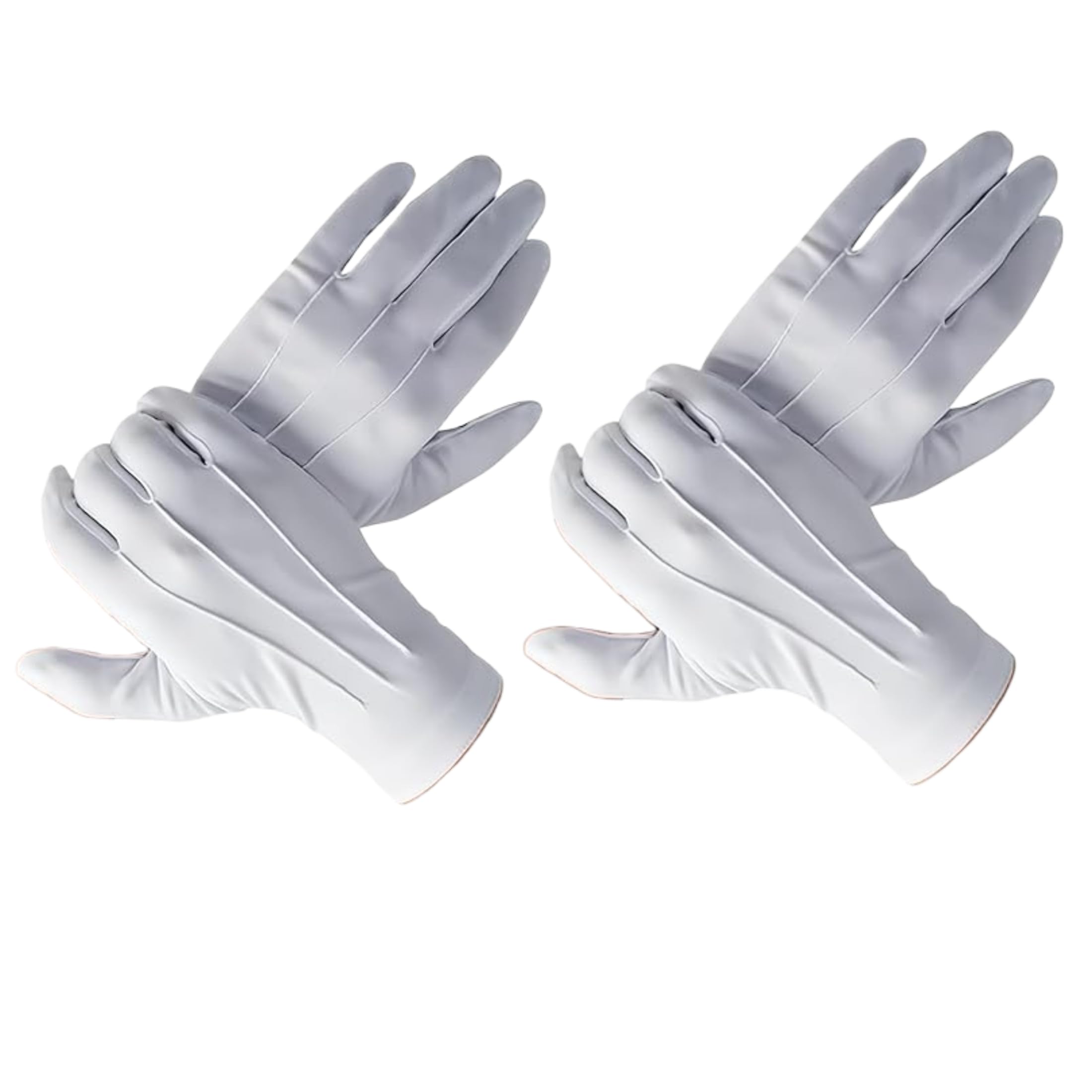 Aocgdds Unisex White 2 Pairs Cotton/Nylon Marching Gloves, Gloves Fancy Dress,Stitched Glove,Formal Tuxedo Honor Guard Parade Glove, For Catering, Marching Band,Santa