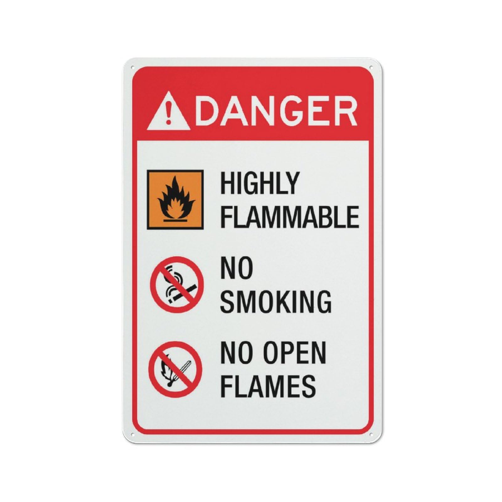 Danger - Highly Flammable (No Smoking/No Flames) Sign for House & Yard, 8x12 Inch Premium Aluminum, Sun-Proof, Rust-Free