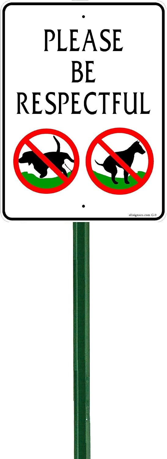 Small Discreet Please Be Respectful Garden Sign and 1ft Steel Post Mounted To Place In Your Lawn Or Garden