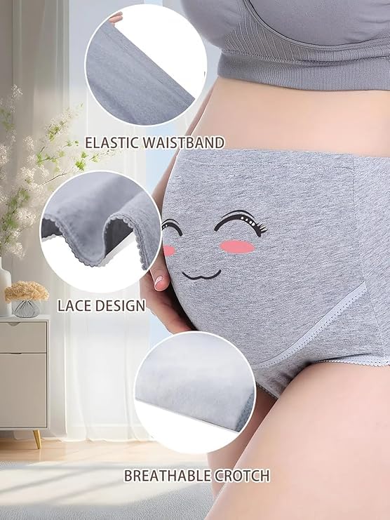 Image of Fashiol Women's High Waist Cotton Stretch Briefs | Full Coverage Maternity Panties | Ideal for Pregnancy & C-Section Recovery | Comfort Combo Pack | Pack of 2