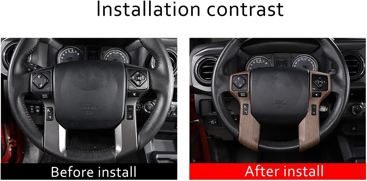 Steering Wheel Button Cover Trims Stickers Fit for Toyota Tacoma 2014-2020 Tundra 4Runner 2010-2019 4Runner 4WD N280 2014-2019 (Pear wood grain, 3+3 Holes Style)