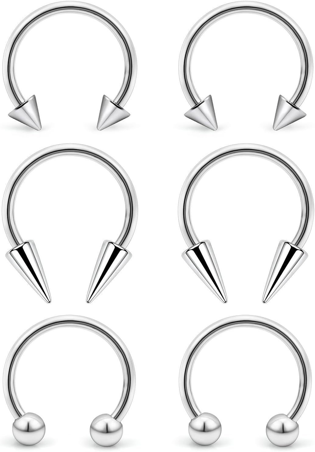 Dyknasz Externally Threaded Septum Rings Surgical Steel Lip Rings Long Spike Septum Piercing Jewelry Nose Ring for Women Men 16g