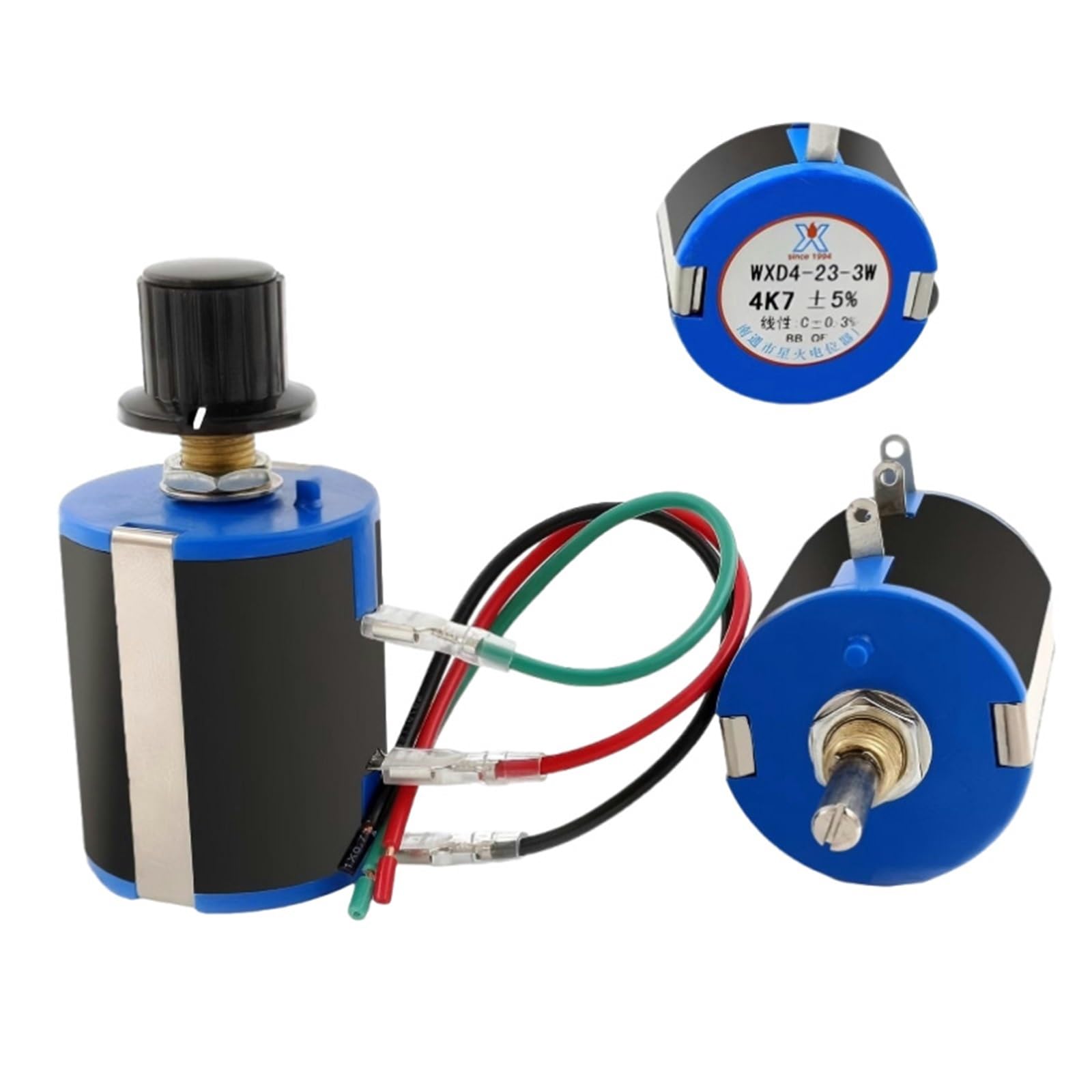 potenziometro a filo avvolto, WXD4-23 Potenziometro rotativo a filo avvolto multigiro 10Kohm 3W - Reostato di controllo albero da 6mm （1 pz(10K)