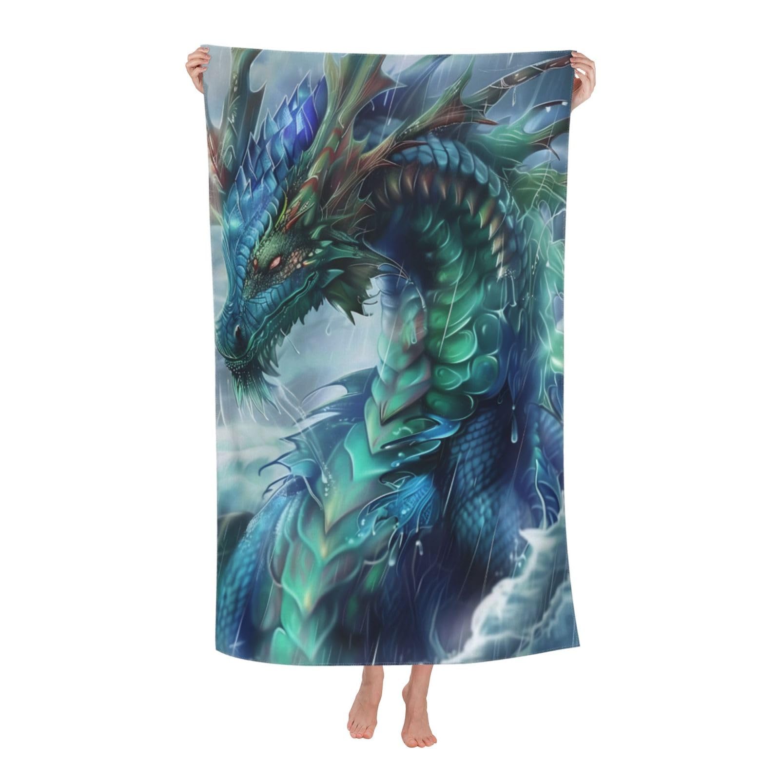 dhakalrlde Majestic Sea Dragon Beach Towel - 32×52in Microfiber Large Lightweight Quick Dry Bath Pool Swim Fantasy Art Towel for Women Adults Kids,