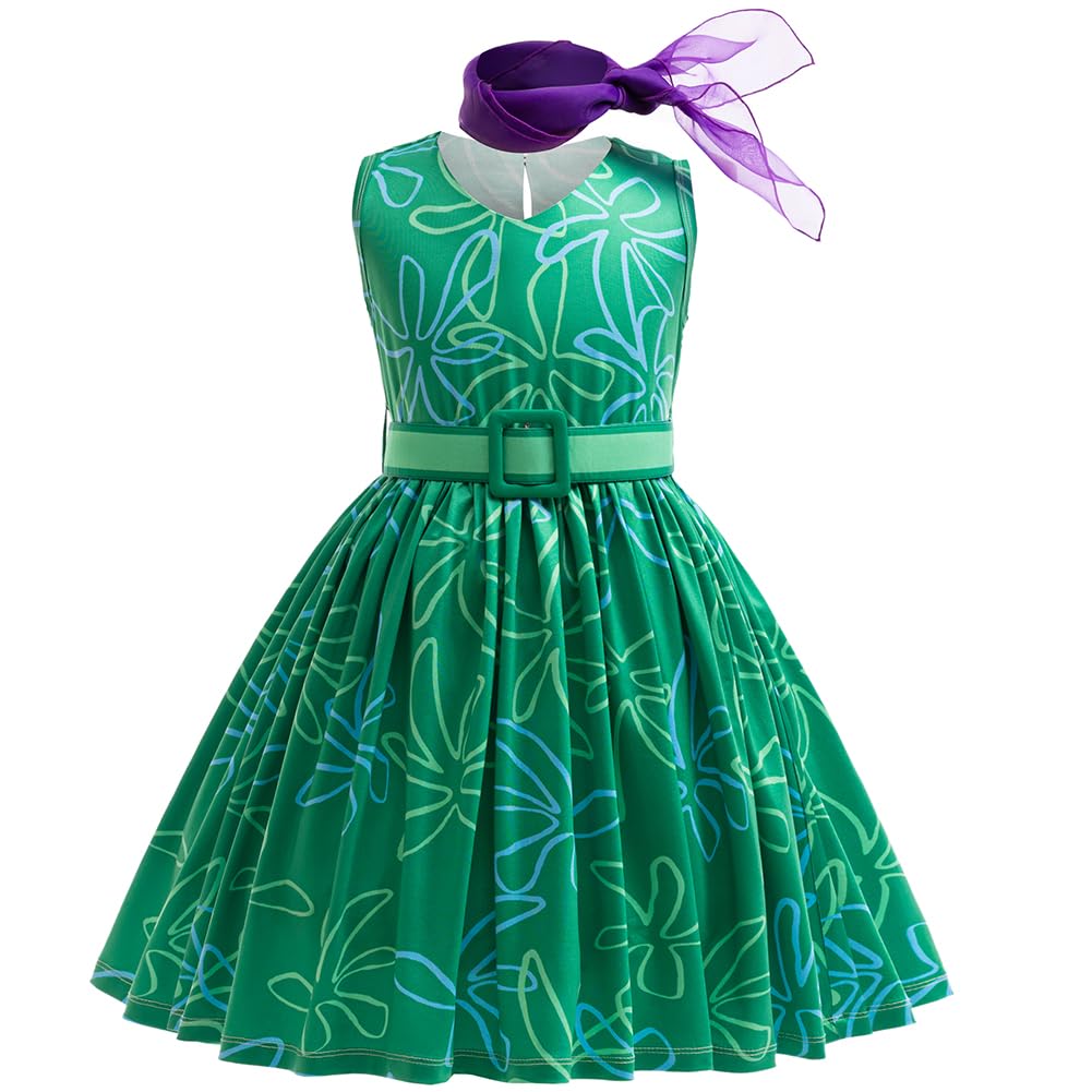 keaiyouhuo Ragazze Disgusto Principessa Vestito Gioia Costume Bambini Cosplay Vestire Halloween Compleanno Natale Abiti con Parrucca