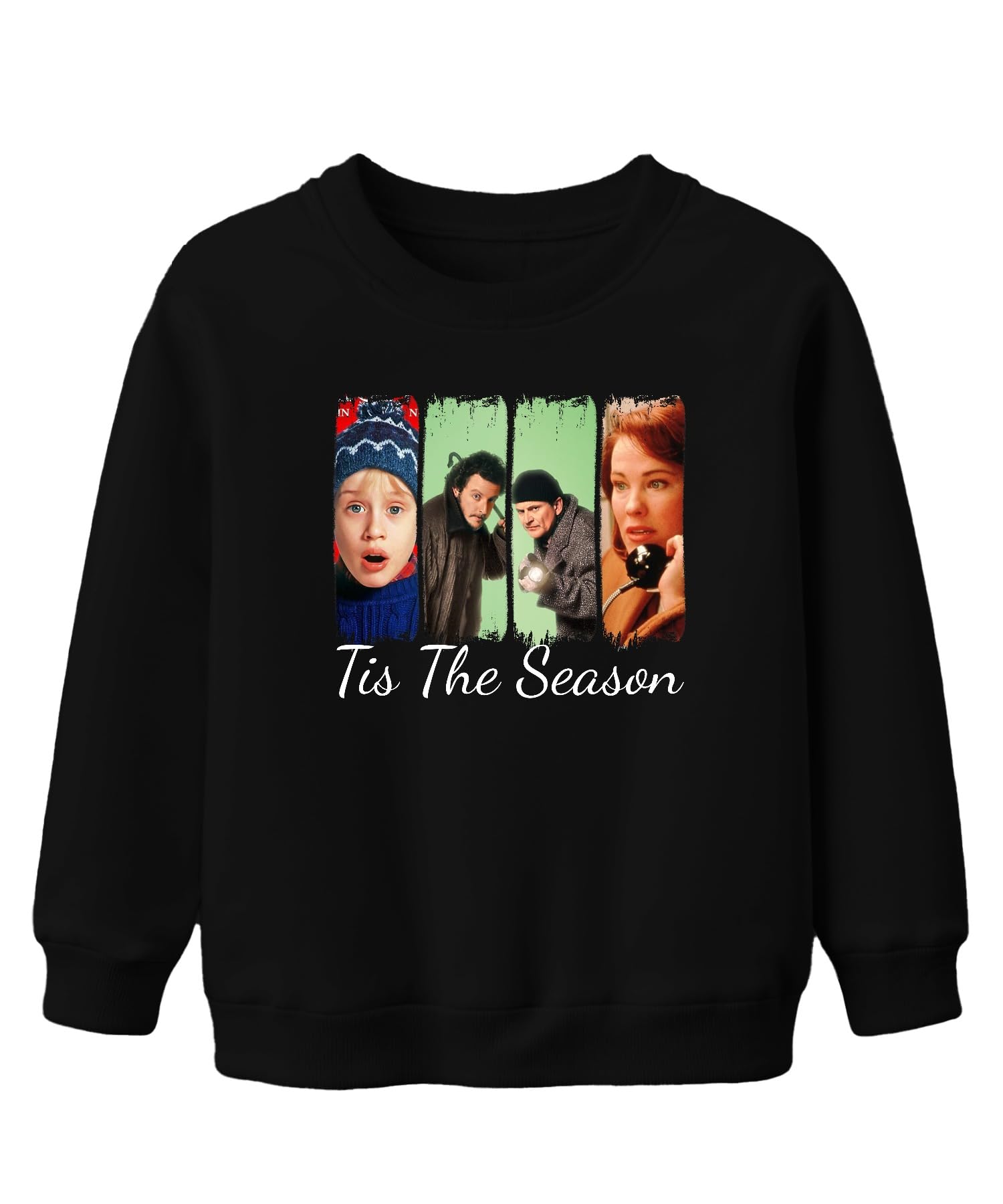 Printera Unisex Kids Black Tis The Season Home Alone Kevin Wet Bandits Christmas Gift Children's Sweatshirt Pullover, 152