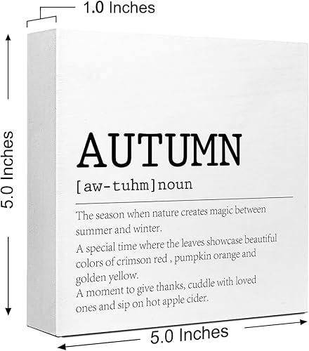 Miniatura 2 de Letreros de madera con bloques de madera para decoración de otoño, decoración rústica de otoño para el hogar, dormitorio, oficina, escritorio, mesa,