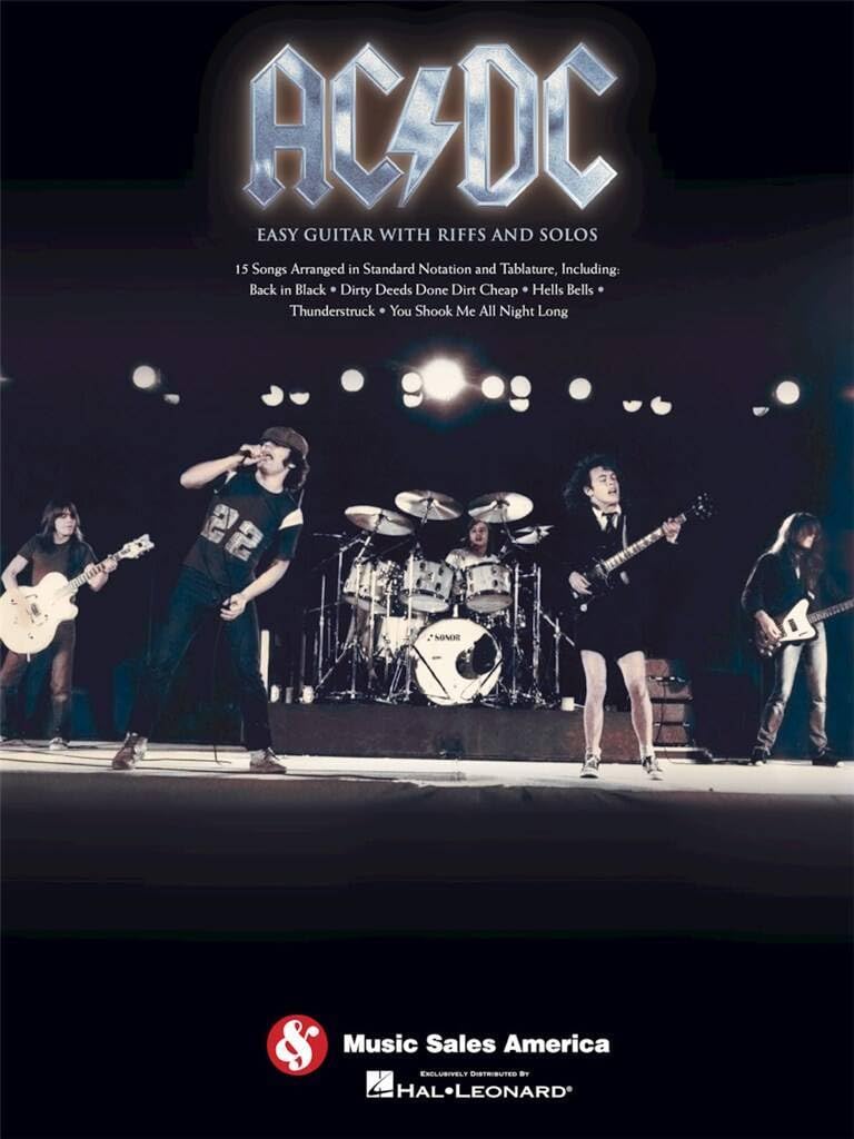 AC/DC Easy Guitar with Riffs and Solos | Guitar Sheet Music for Beginners | Easy Rock Songbook with Notes and Tab for Students Learning Rhythm Technique Lead Playing and Classic Rock Style